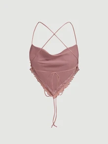 SHEIN MOD 3件組女款垂領方襬背心上衣 - 藕粉色 - 查看 9