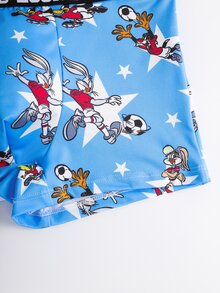LOONEY TUNES X SHEIN Men's Star Cartoon Print Boxer Briefs - Blue - View 6