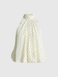 Sweetness Romantic Minimalist Sexy Halter Neck Top & Multi-Layer Ruffle Skirt Women's 2-Piece Set - Apricot - View 8