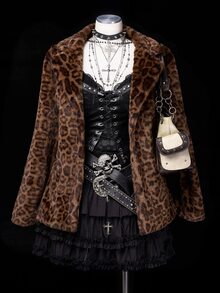 Sunspun Fashionable Leopard Print Mid-Length Faux Fur Jacket Women's Coat Winter - Brown - View 1