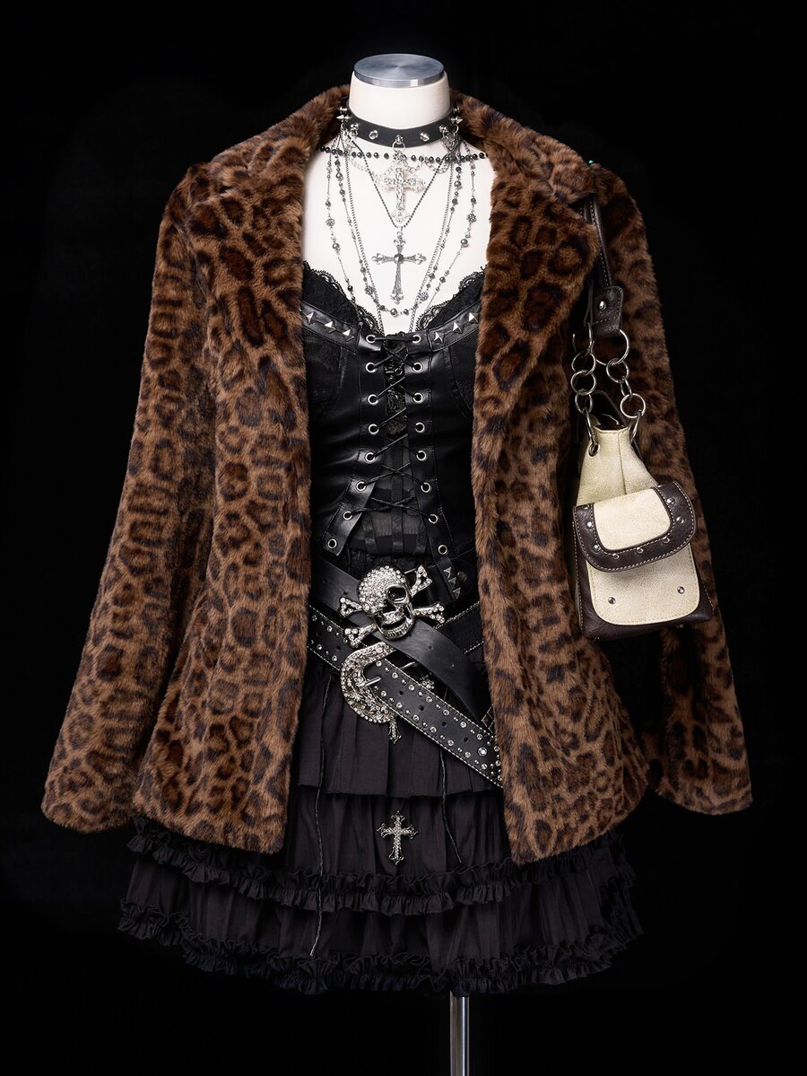 Sunspun Fashionable Leopard Print Mid-Length Faux Fur Jacket Women's Coat Winter - Brown - View 1