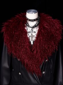 Sunspun Jaket Wanita Ukuran Besar Lengan Panjang Kasual Gaya Gothic Elegan dengan Hiasan Bulu Halus dan Patchwork untuk Musim Gugur, Halloween, Pakaian Tidur, Pakaian Keluar, Warna Hitam - Hitam - View 4
