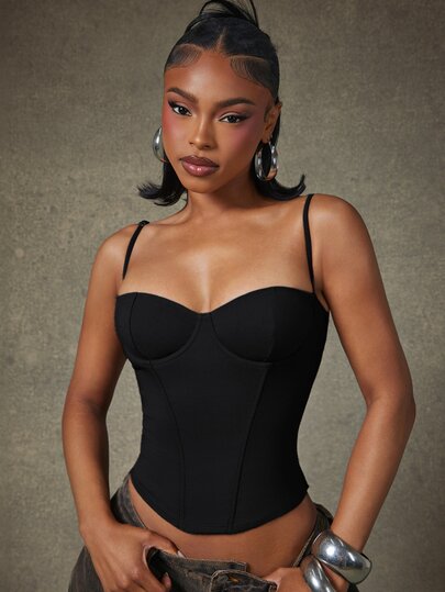Denimoi Sexy Bustier Corset Top Lace Up Back Fashion Tops GNO Date Night Dinner Outfits Clubwear Girls