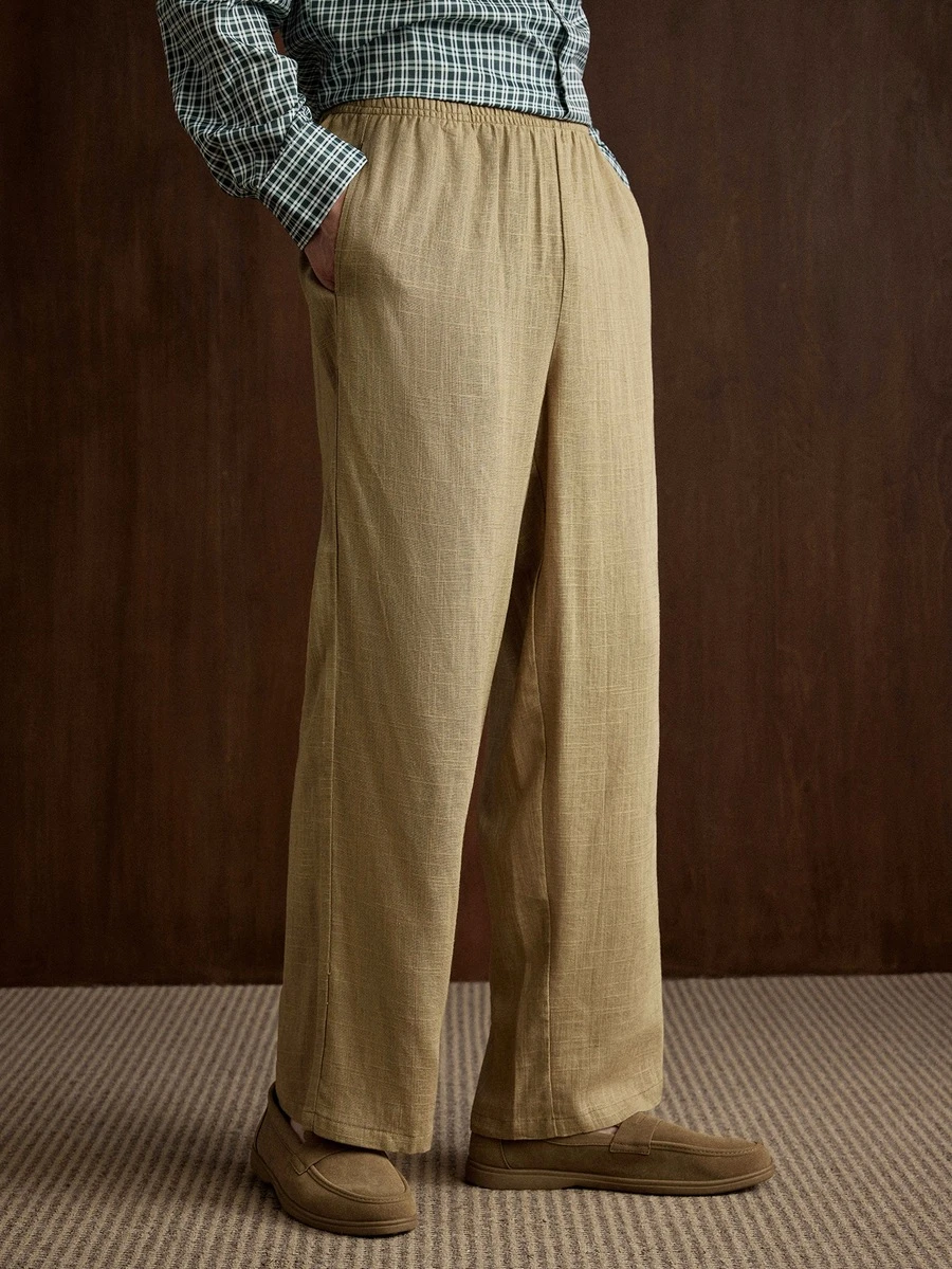 Manfinity CityGents Men's Casual Versatile Solid Color Pants - Khaki - View 1