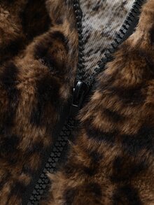 ROMWE MEN Men's Leopard Print Embroidered Casual Daily Wear Vest - Coffee Brown - View 6
