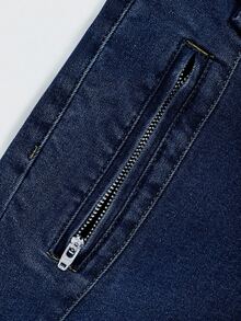 SHEIN Unity 女款休閒百搭日常穿著緊身牛仔褲 - 深色水洗藍 - 查看 3