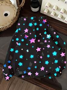 SHEIN 萬聖節限量發光版！少女休閒極簡超可愛星星幽靈豹紋印花，厚實柔軟舒適連帽衛衣，適合秋冬，少女連帽衫，時尚少女穿搭，Y2K，派對，日常 - 彩色 - 查看 4