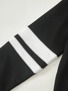 SHEIN 青少年男孩休閒拉鍊連帽衛衣與運動長褲2件套，適合日常穿著、通勤、運動 - 黑色 - 查看 5