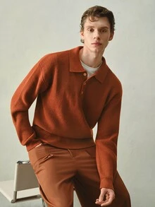 RONVEXI Men Sweaters - Coral Orange - View 5
