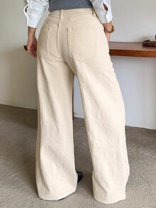 Dazy Plus Textured Fabric Heavy-Duty Loose Wide-Leg Pants, Fun Commuter Style, Spring/Autumn Long Apricot Denim Jeans - Apricot - View 2