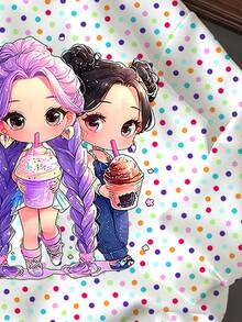少女可愛卡通女團印花 K-Pop 超級巨星 波點運動衫 - 彩色 - 查看 4