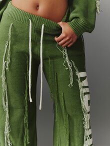 NYA SZN Celana Rajut "Nigeria" Rumbai Blok Warna Cuaca Dingin Kasual untuk Jalan-jalan, Gym, Athleisure, Acara Khusus, Olahraga Streetwear, Lucu, Chic, Hijau, Musim Gugur, Musim Dingin - Hijau - View 2
