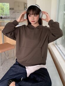 Dazy Plus Vintage Washed Distressed Hooded Pullover Loose Casual Blogger Coffee Color Streetwear Spring Autumn New Sweatshirt - Brown - View 3