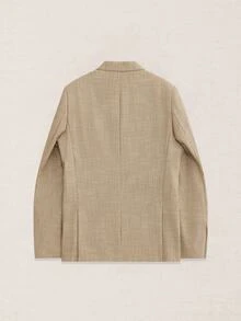 Suiteron 男士缺口領長袖單排扣休閒通勤西裝外套 - 卡其色 - 查看 10