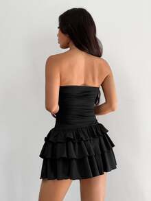 SHEIN EZwear Black Knit Strapless Dress For Women - Black - View 2