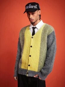 ROMWE MEN Men's Colorblock Casual Versatile Daily Wear Cardigan - Multicolor - View 7