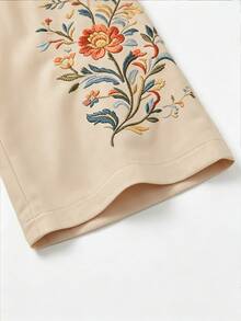 Breezaya 女款花卉仿刺繡印花口袋寬腿鬆垮休閒大尺碼長褲，適合度假穿著 - 彩色 - 查看 7