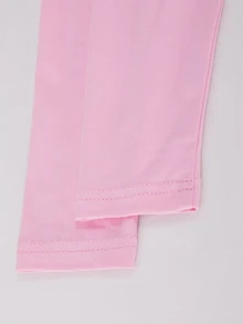 SHEIN 女童休閒舒適修身長袖T恤與舒適鬆緊腰寬腿寬鬆長褲2件套 - 粉色 - 查看 9