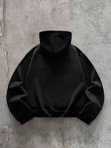 AXEPEAK American Style Black Fur Collar Sweatshirt Men's Niche Design Slim Fit Short Sweatshirt Hooded Jacket - Black - View 3