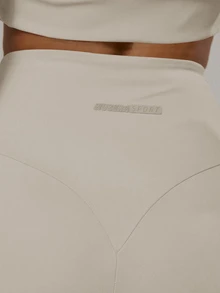 Musera Sport 彎曲背腰帶中腰喇叭運動緊身褲 僅限運動健身房皮拉提斯健身日常休閒 - 米色 - 查看 5