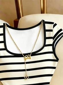 Lalippa Classic Black & White Horizontal Striped Slimming Plus Size Women's Bodysuit - White - View 4
