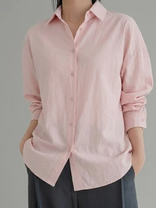 DAZY Women's Solid Color Casual Versatile Daily Wear Shirt Fall - Pink - View 8