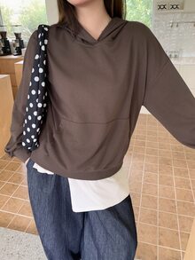 Dazy Plus Vintage Washed Distressed Hooded Pullover Loose Casual Blogger Coffee Color Streetwear Spring Autumn New Sweatshirt - Brown - View 8