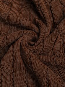 Vionelle Casual Curve 2 In 1 Contrast Color Lapel Cable Knit Polo Short Sleeve Pullover Sweater Plus Size Autumn Graduation Vacation Formal Brown Fall - Coffee Brown - View 6