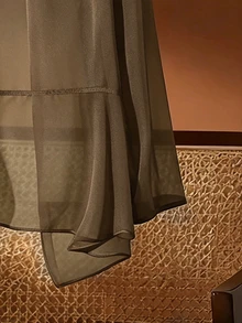 SHEIN Clasi 大尺碼女款休閒雪紡透氣開襟衫 - 卡其色 - 查看 5