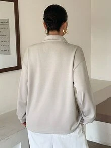 Dazy Plus Pattern Embroidered Loose Long Sleeve Casual Streetwear Autumn/Winter New Sweatshirt - Apricot - View 2