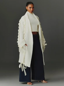 NYA SZN Cardigan Wanita Warna Polos Kasual Serbaguna untuk Pemakaian Sehari-hari - Putih - View 3
