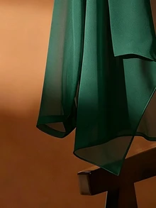 SHEIN Clasi 大尺碼女款休閒雪紡透氣開襟衫 - 墨綠色 - 查看 4