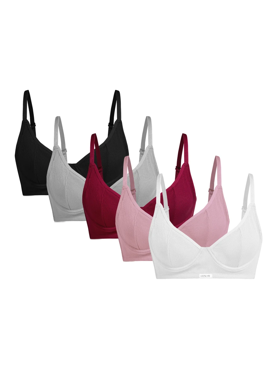 Ocili 5pcs Grey Leisure Underwire Push-Up Bra With Side-Smoothing Design For Women - Multicolor - View 1