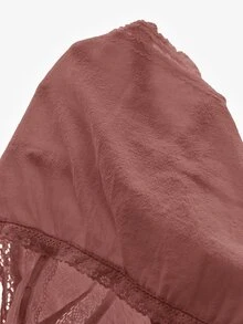 Willow Rêve Atasan Camisole Wanita Motif Bordir Patchwork Renda Bergaya Vintage Romantis - Dusty Pink - View 9