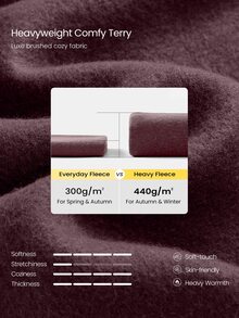 GLOWMODE Heavyweight Fleece Oversized Sweatshirt Jacket Thick Thermal Warm Winter - Chocolate Brown - View 3