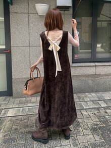 FRIFUL Women's Casual Sleeveless Long Dress, Autumn/Winter - Black - View 2