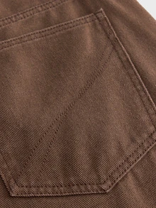 SWAVVY Men's Casual Versatile Everyday Denim Jeans With Pocket And Button - Brown - View 6