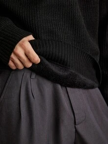 Manfinity CityGents 男士鳳梨針織抓絨半拉鍊毛衣 - 黑色 - 查看 7