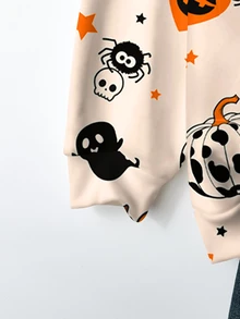 EMERY ROSE Sweatshirt Lengan Panjang Kasual Ukuran Besar dengan Motif dan Kelelawar Halloween - MultiWarna - View 3