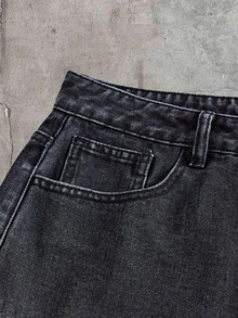 AXEPEAK Men's Patchwork Contrast Color Washed Black & Grey Vintage Long Pants - Multicolor - View 6