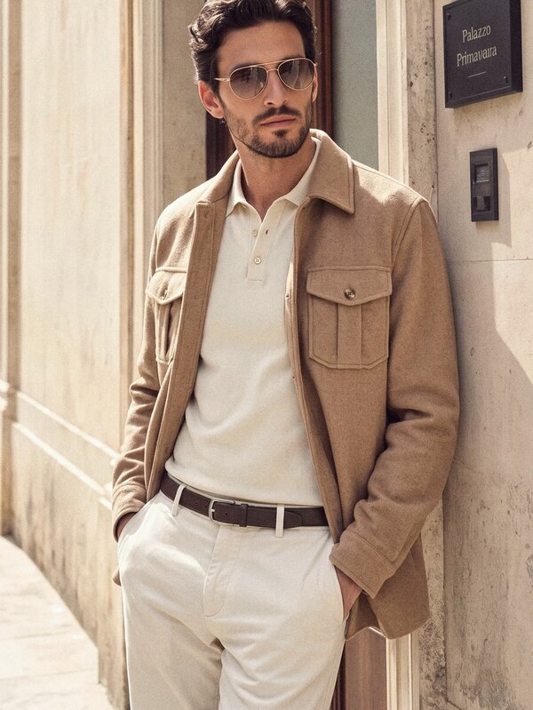 Suiteron Men's Solid Wool Long-Sleeve Single-Breasted Autumn And Winter Casual Jacket