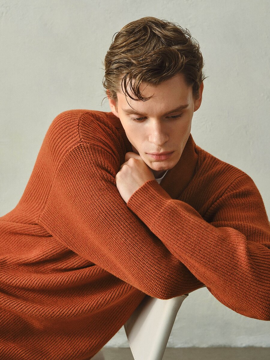 RONVEXI Men Sweaters - Coral Orange - View 1