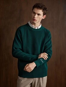 Manfinity CityGents Men's Letter Pattern Casual Daily Wear Long Sleeve Sweater - Multicolor - View 4