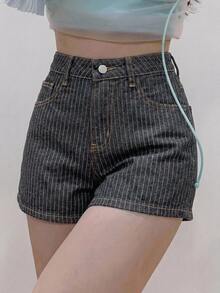 DAZY 夏季新款寬鬆休閒白色女款牛仔短褲 - 黑色 - 查看 8