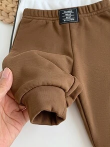 SHEIN 3件組新生兒男嬰字母印花保暖內裡慢跑運動長褲 - 彩色 - 查看 2