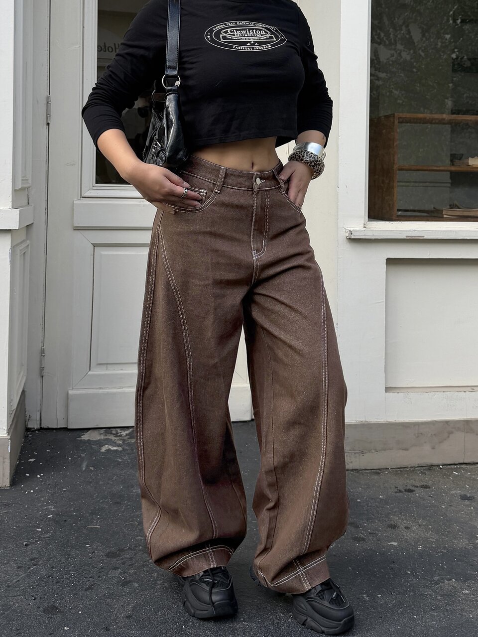 Women's Wide Leg Loose Casual Versatile Denim Jeans With Pockets