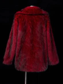 Sunspun Plus Size Harajuku Y2K Subculture Loose Vintage Faux Fur Jacket Winter - Burgundy - View 2