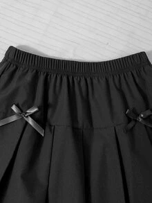 SHEIN 女款襯衫領拼接格紋學院風開襟泡泡長袖上衣搭配鬆緊腰百褶裙，適合春秋季上學、通勤、外出、散步、購物，可搭配大衣、夾克、西裝外套 - 灰色 - 查看 6