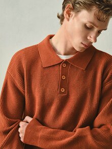 RONVEXI Men Sweaters - Coral Orange - View 3