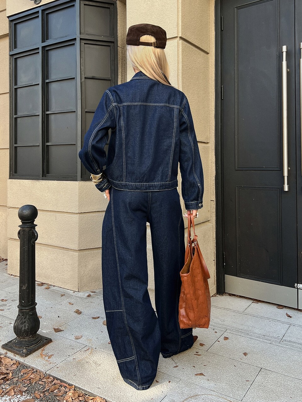 Women's Long Sleeve Single-Breasted Shirt And Long Pants Casual Denim Set